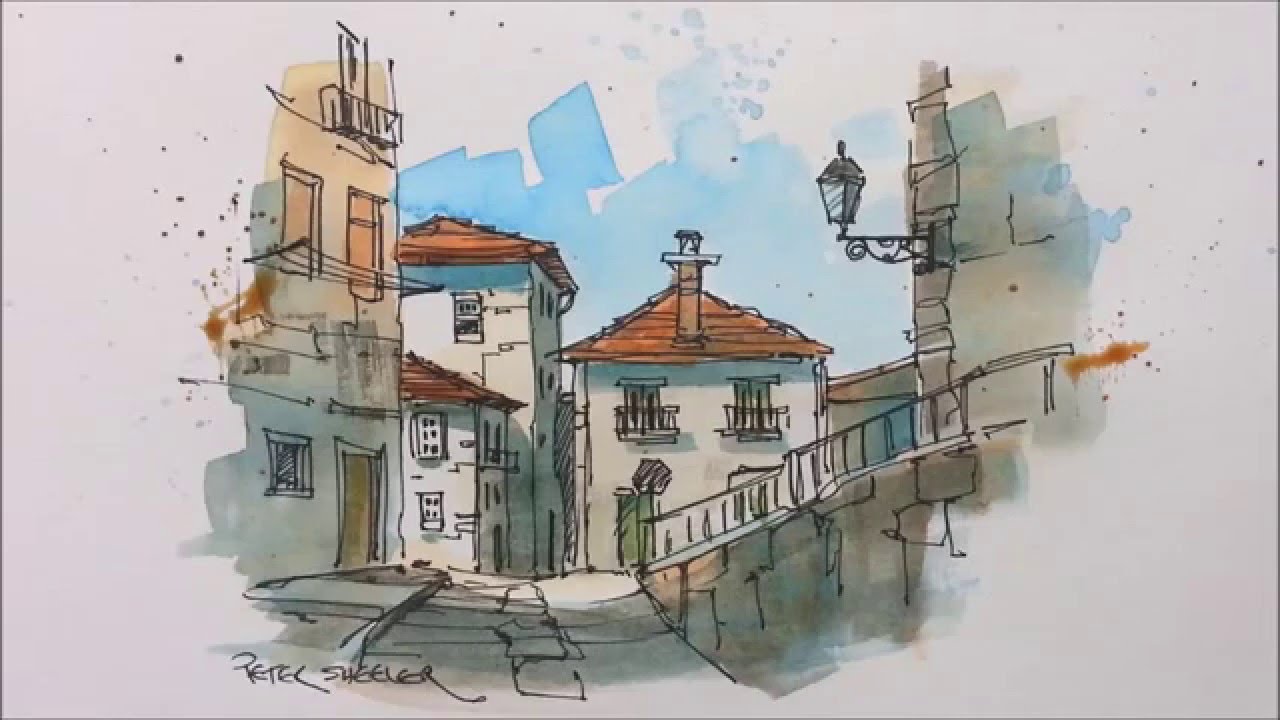 1280x720 A Pen And Wash Watercolor In My Urban Sketching Style. Great For - Water Paint Sketch