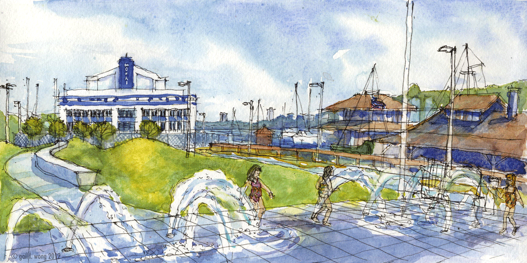 1050x525 Urban Sketchers Seattle South Lake Union Park - Water Park Sketch