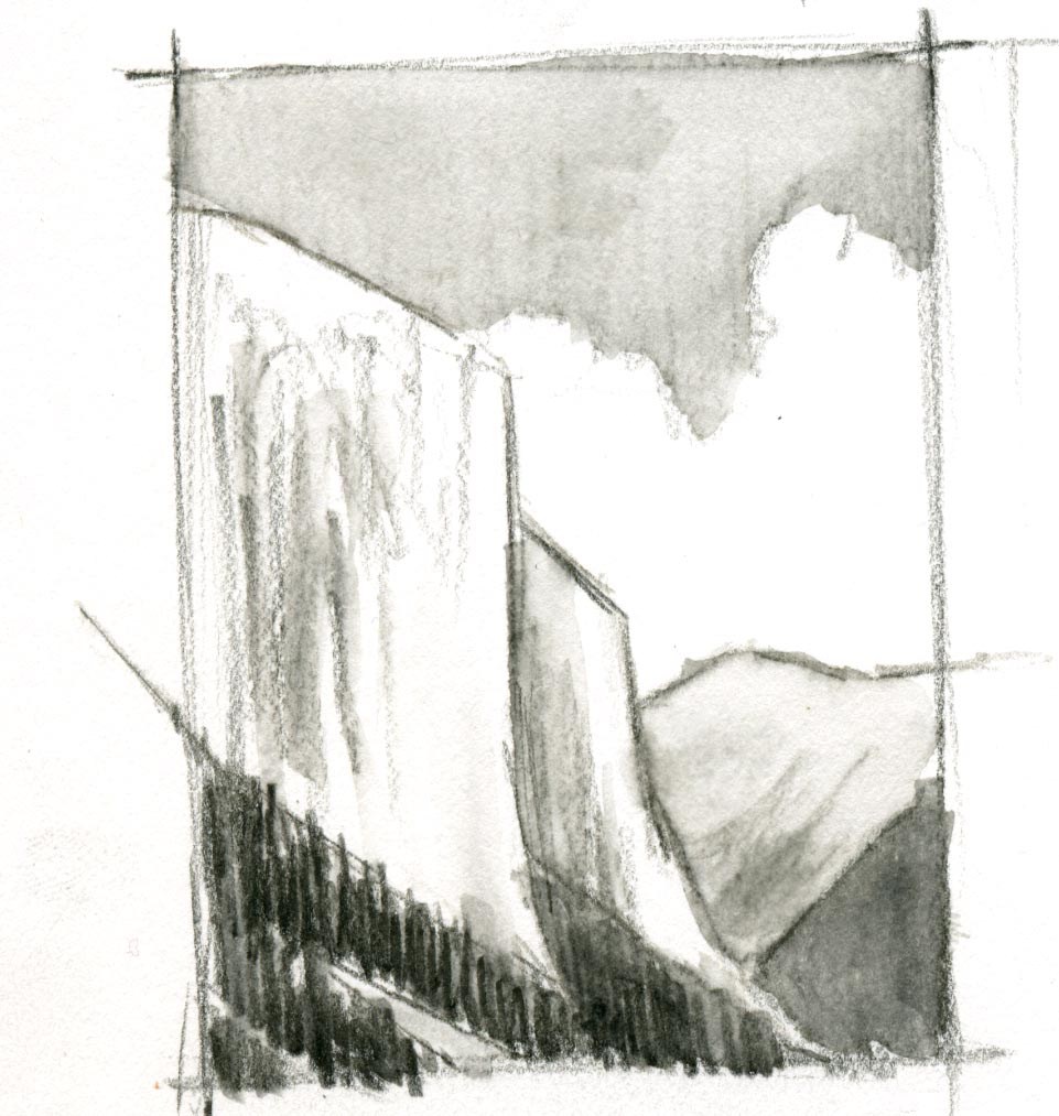 961x1013 5 Minute Landscape Watercolor Pencil - Water Pencil Sketch