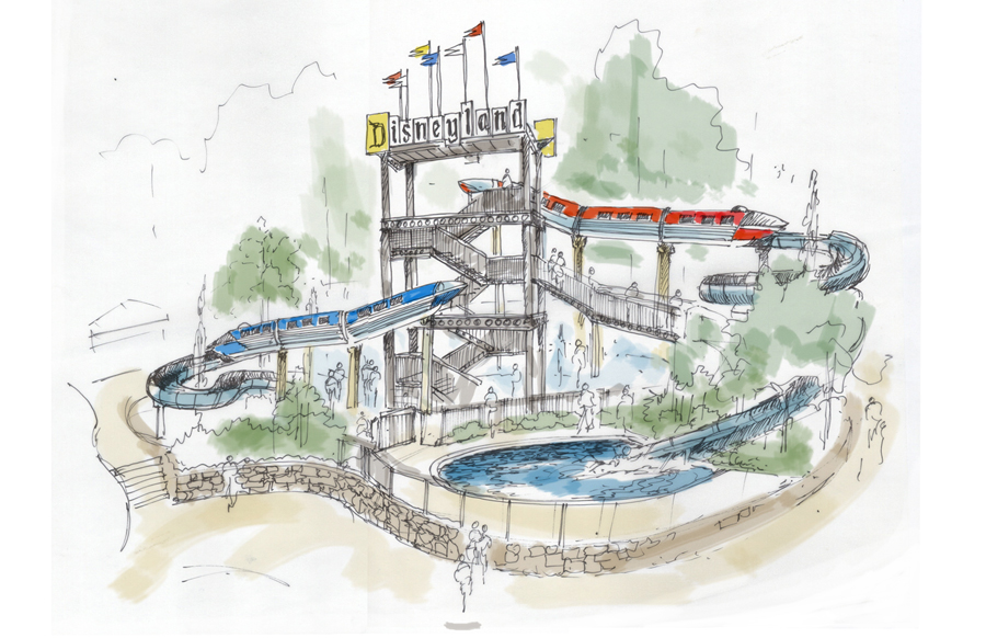 900x582 Disneyland Hotel Makeover Disney Parks Blog - Water Slide Sketch