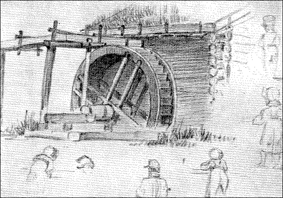 577x403 The Dukhobortsy, 1865 - Water Wheel Sketch