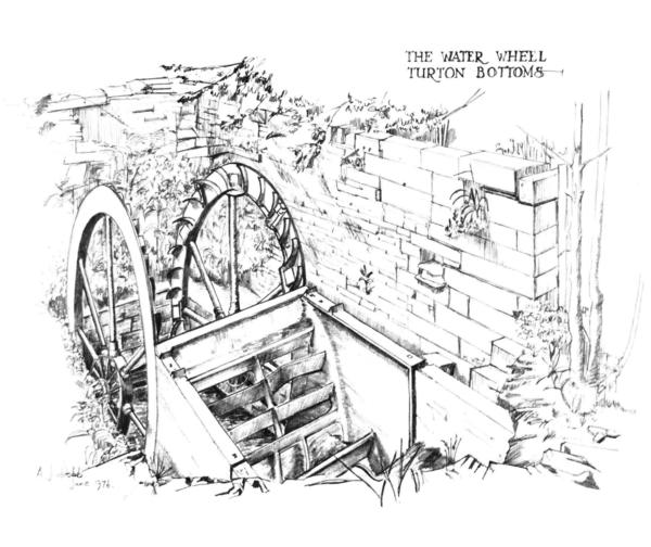 600x504 The Water Wheel Turton Bottoms - Water Wheel Sketch