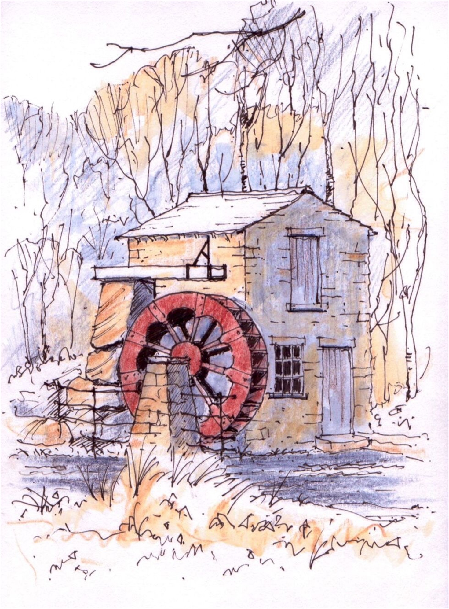 1470x1992 Water Wheel - Water Wheel Sketch