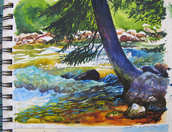550x423 Gore Creek I - Watercolor Painting Sketch