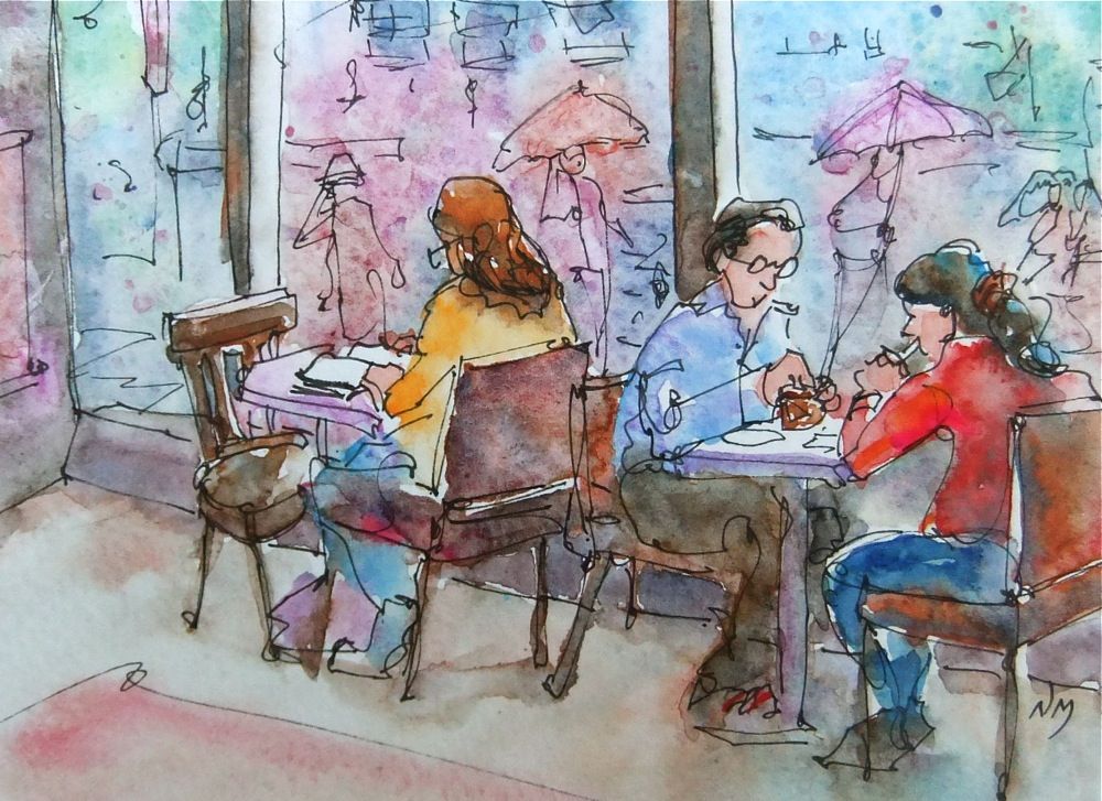 1000x727 Image Result For Paintings Of Cafe Art Cafes And - Watercolor Sketches To Paint