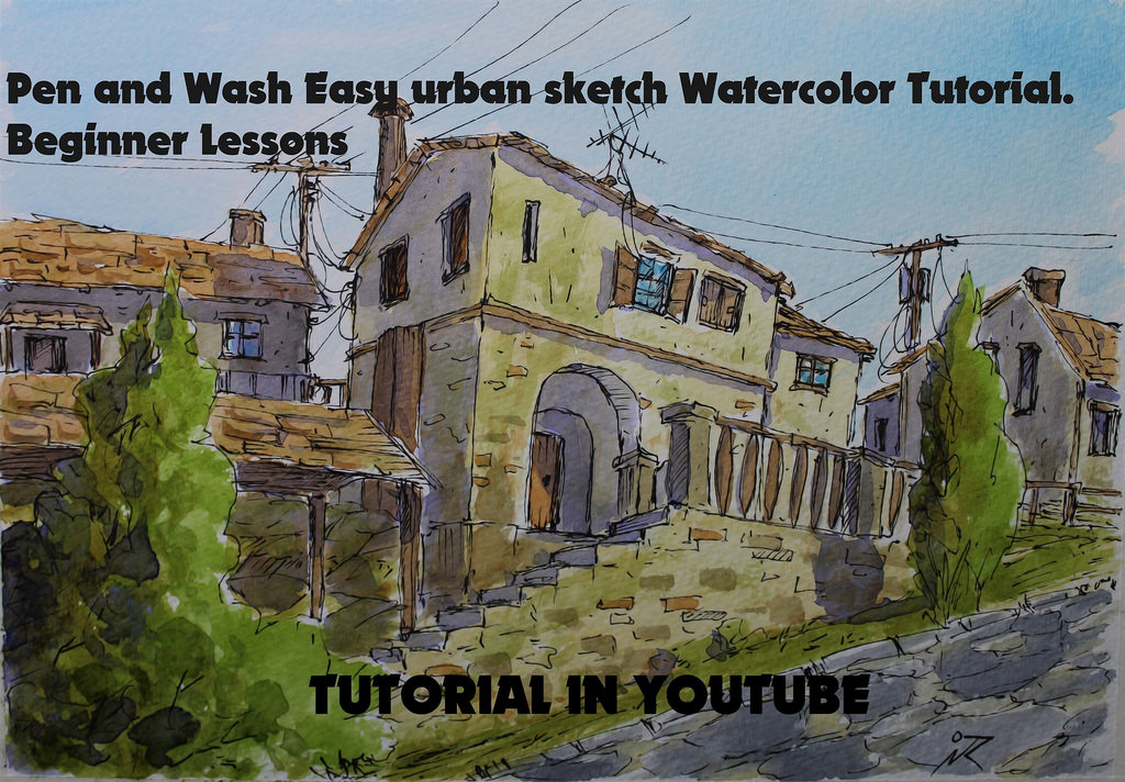 1024x712 Pen And Wash Easy Urban Sketch Watercolor Tutorial. - Watercolor Sketching Tutorial