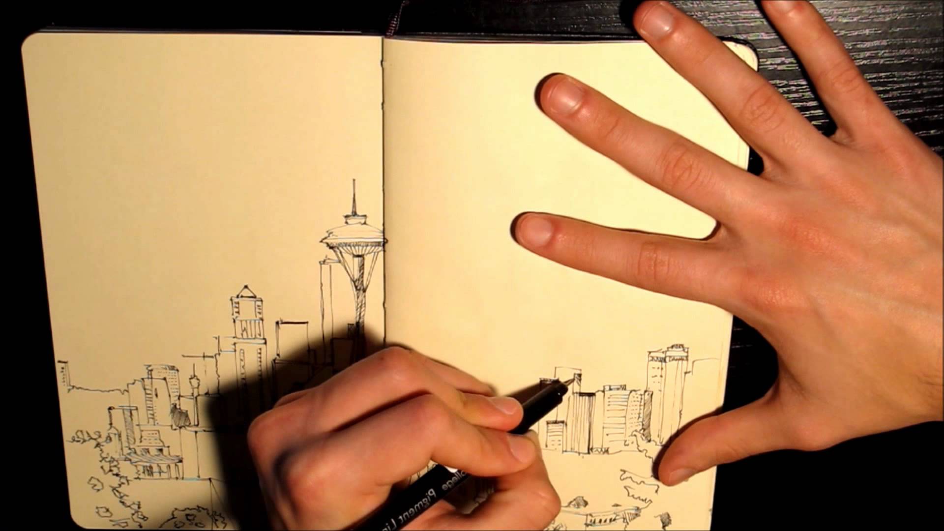 1920x1080 Seattle Sketch With Watercolor - Watercolor Sketching Tutorial