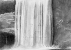 300x210 Waterfall Pencil Sketch - Waterfall Pencil Sketch