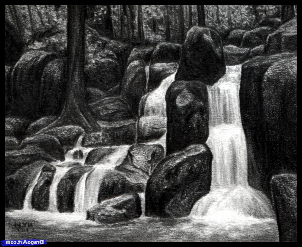 Waterfall Sketch at PaintingValley.com | Explore collection of ...