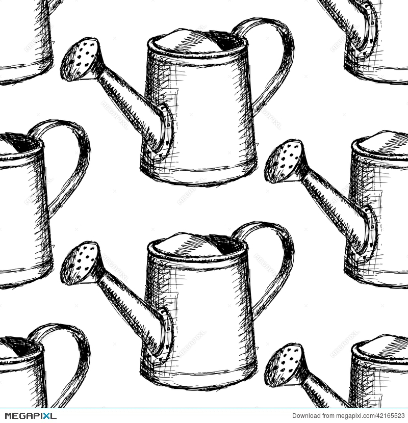 800x830 Sketch Watering Can, Vector Seamless Pattern Illustration 42165523 - Watering Can Sketch