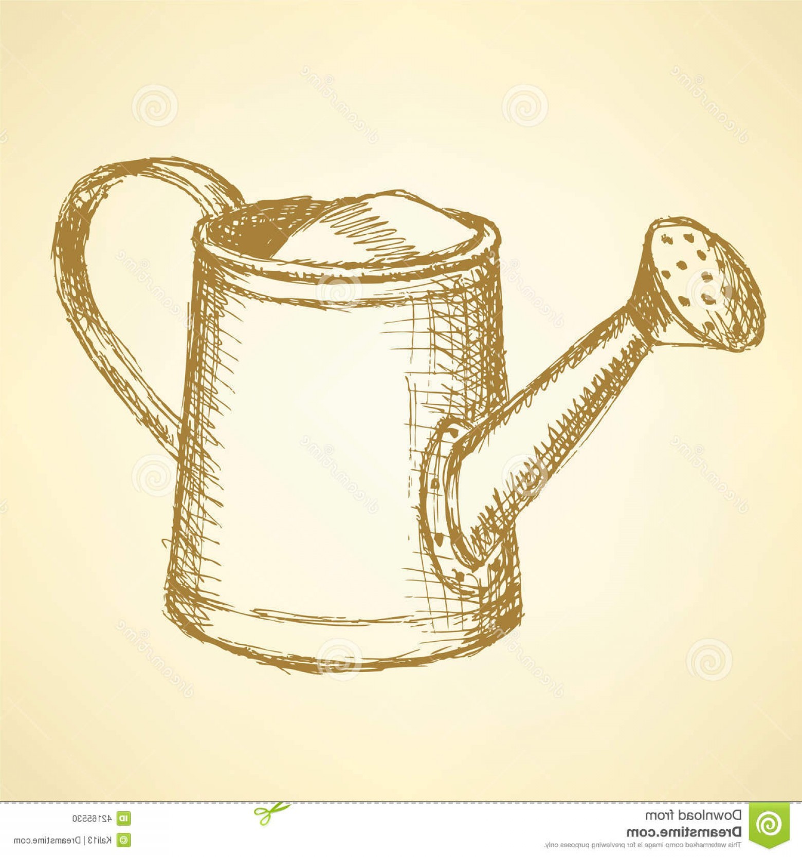 1560x1668 Stock Illustration Sketch Watering Can Vector Vintage Background - Watering Can Sketch