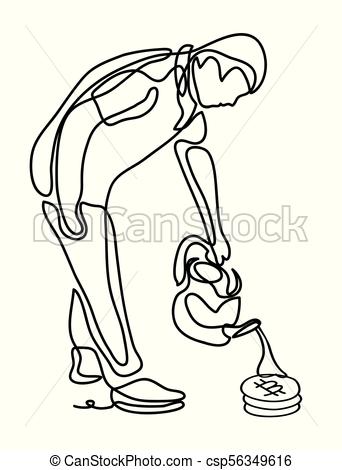 342x470 The Guy Pours A Watering Can Of Coins. Isolated On White - Watering Can Sketch