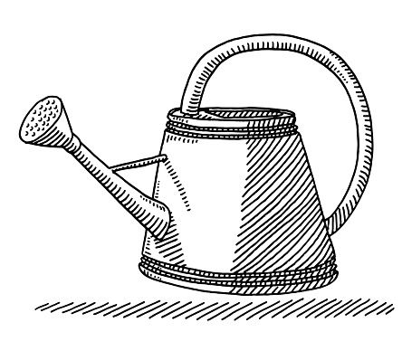 444x388 Watering Can For Gardening Drawing Baum Sketches - Watering Can Sketch