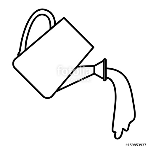 500x500 Sketch Silhouette Watering Can Spilling Water Vector Illustration - Watering Can Sketch