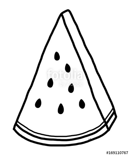 417x500 Watermelon Cartoon Vector And Illustration, Black And White - Watermelon Sketch