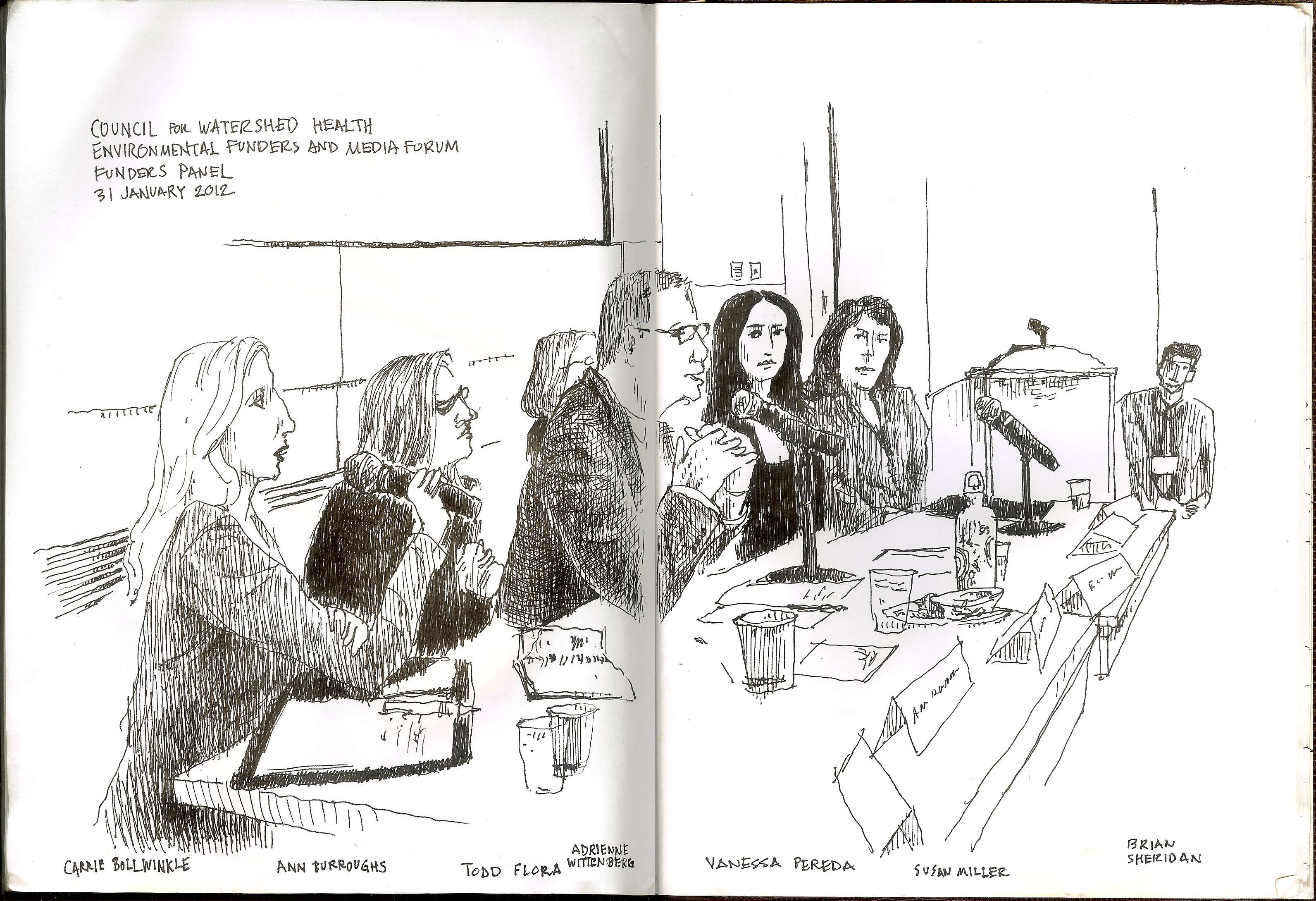 3184x2179 Watershed Forum Funders Panel Sketch 31 January 2012 Handmade - Watershed Sketch