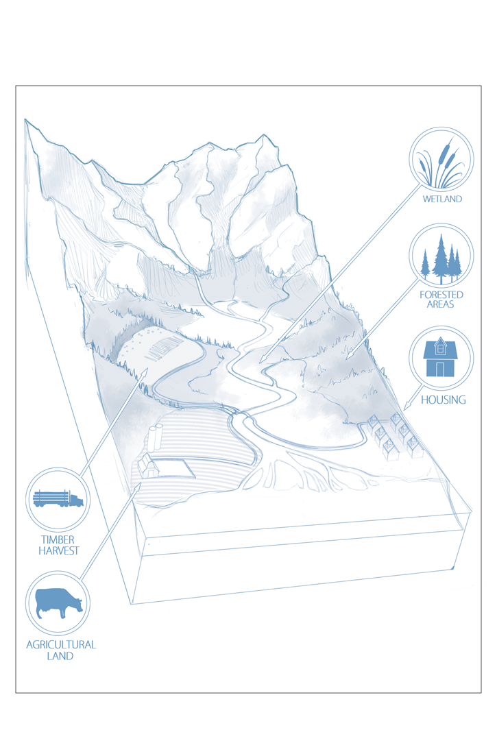 725x1100 Illustration Noah Kroese Department Of Lands Hydrological - Watershed Sketch