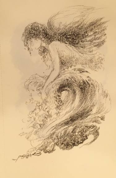 375x575 The Wave Drawing By Gohar Tumasyan Saatchi Art - Wave Sketch