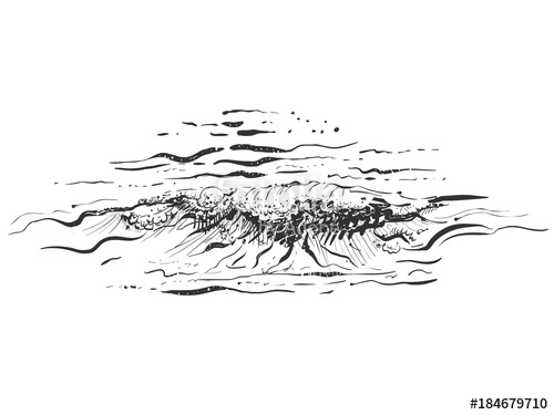 500x375 Hand Drawn Illustration Sea Wave. Sketch. Vector Eps 8 Stock - Wave Sketch