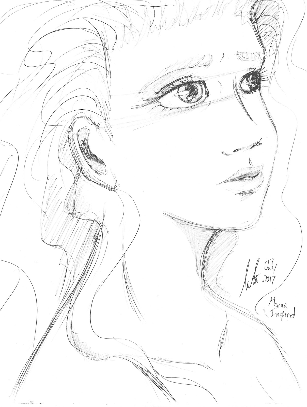 1208x1600 Meredith Studio Sketch Diary Wavy Hair Portrait - Wavy Hair Sketch