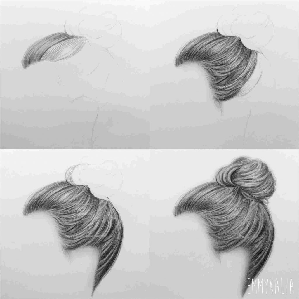 1024x1024 Hair Step By Httpswww Rhca Youtuberhyoutubecom How Bun - Wavy Hair Sketch