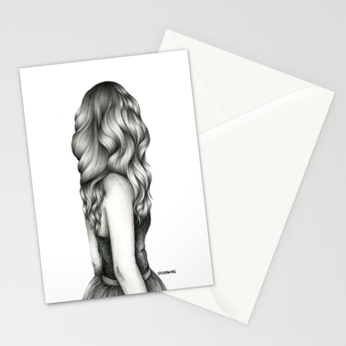 700x700 Black Amp White Pencil Sketch - Wavy Hair Sketch