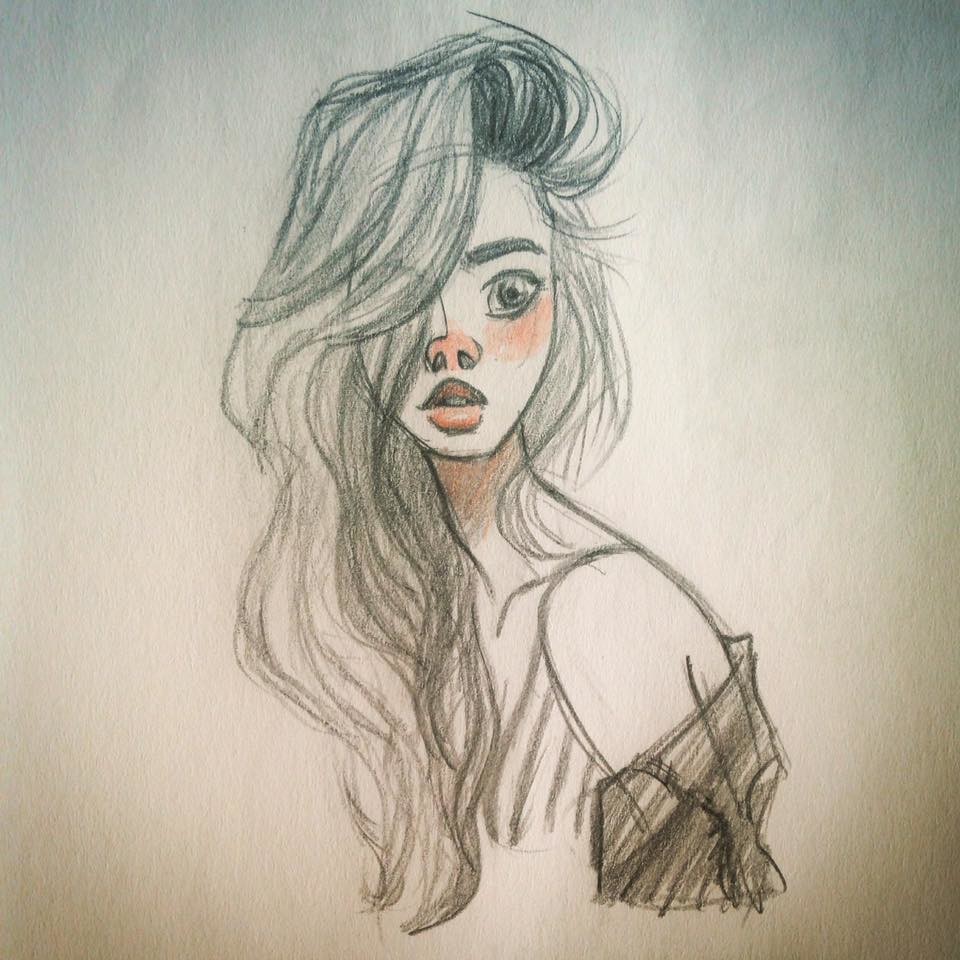 960x960 Danielle Pioli - Wavy Hair Sketch