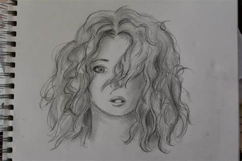 474x316 Drawing Of A Girl With Wavy Hair. Girl With Curly Hair Drawing - Wavy Hair Sketch