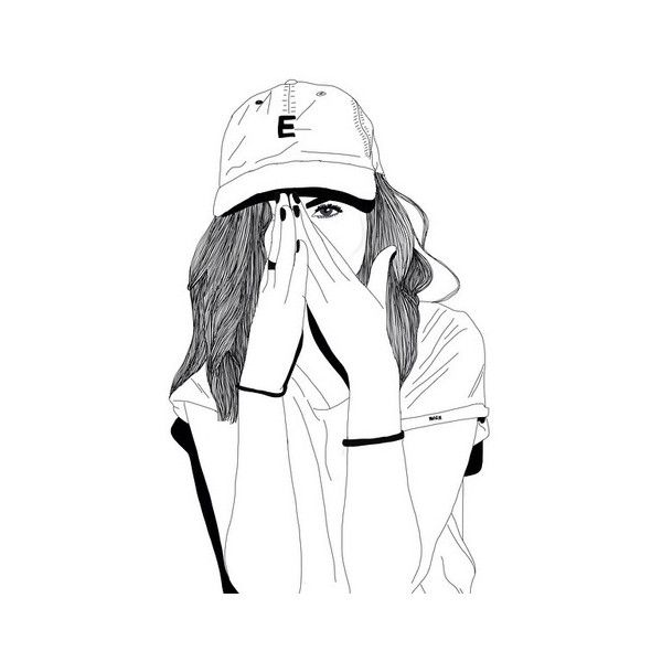 600x600 Girl Draw We Heart It Liked On Polyvore Featuring Fillers - We Heart It Sketches