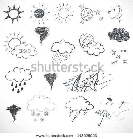 449x470 Weather Icons Set. Hand Drawn Sketch Illustration Isolated On - Weather Sketch