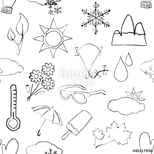 500x500 Seamless Sketch Weather Pattern Stock Image And Royalty Free - Weather Sketch