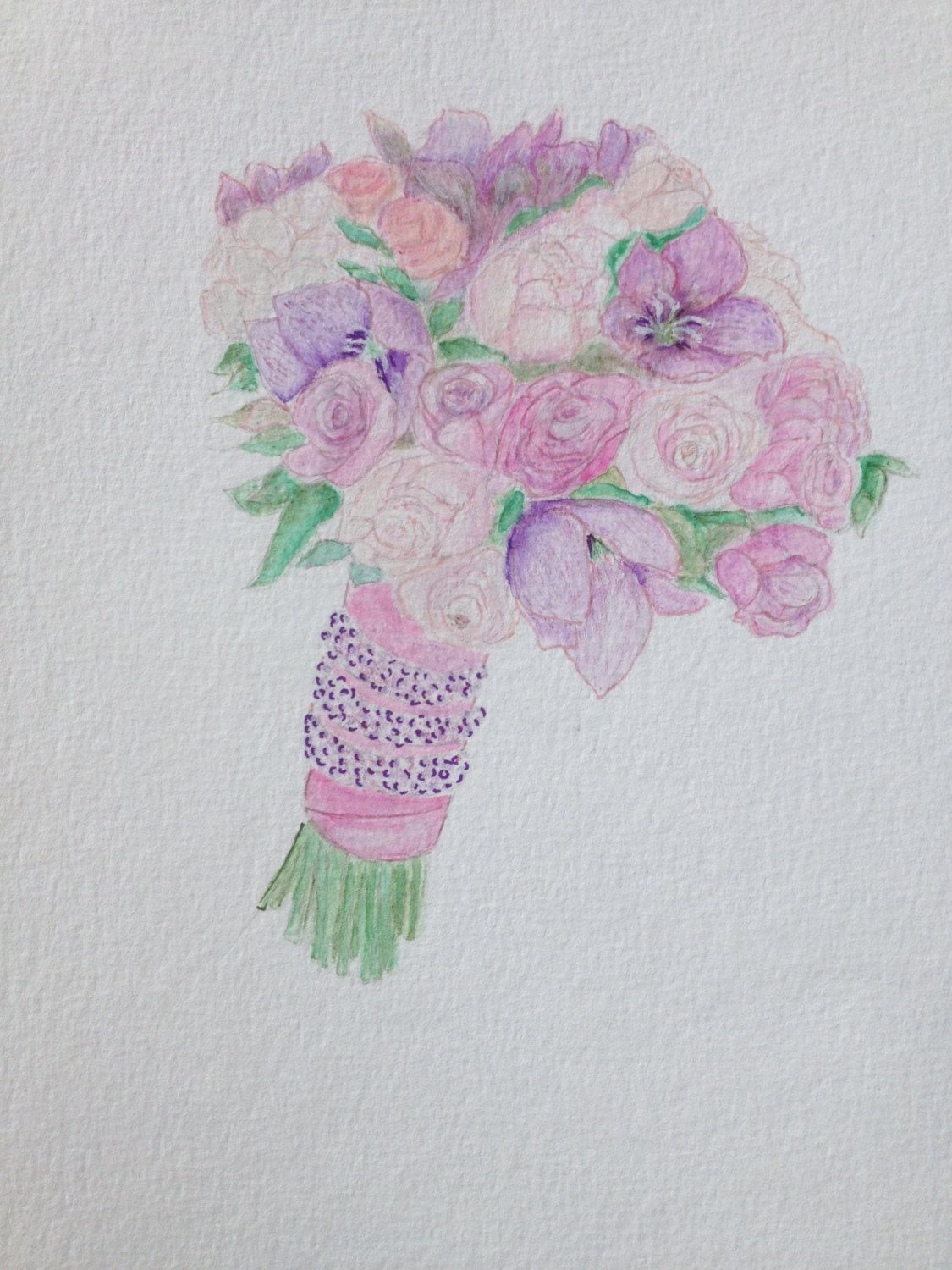 1125x1500 Custom Watercolor Wedding Bouquet Drawing Paper Anniversary Gift - Wedding Bouquet Sketch
