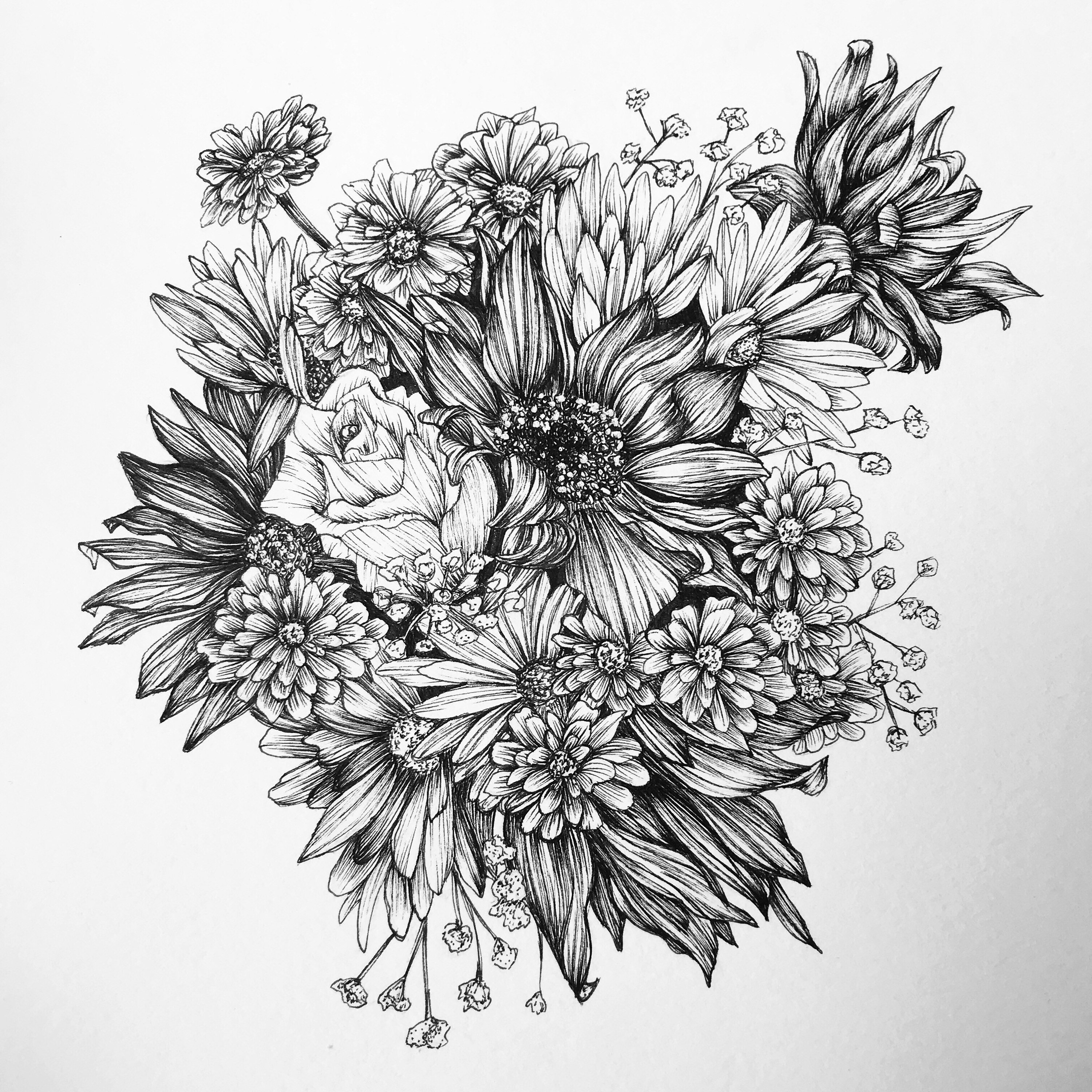 3000x3000 Custom Wedding Bouquet - Wedding Bouquet Sketch