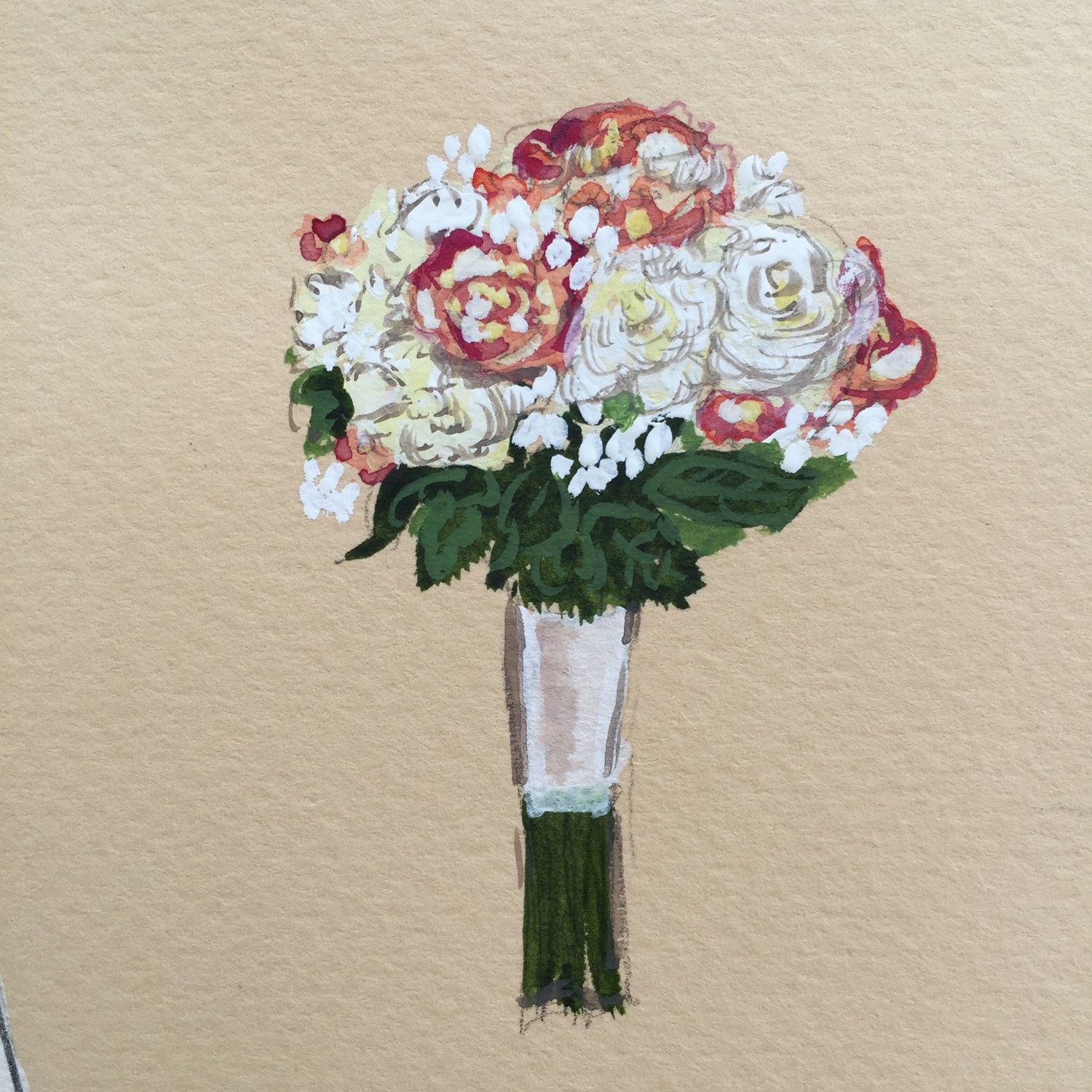 1500x1500 Petite Bridal Bouquet Sketch Custom Wedding By Mysteriousmannequin - Wedding Bouquet Sketch