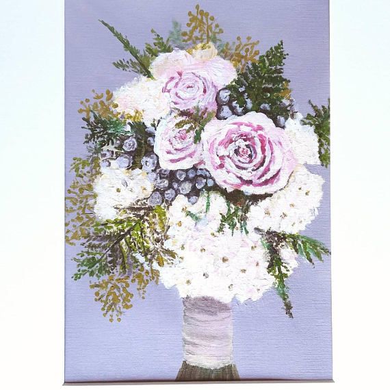 570x570 Wedding Bouquet Painting Bride Flowers Illustration Custom - Wedding Bouquet Sketch