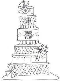 208x280 Fantasy Royal Wedding Cake Sketches Pink Cake Box - Wedding Cake Sketch