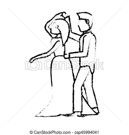 450x470 Couple Wedding Love Image Sketch Vector Iillustration Eps 10. - Wedding Couple Sketch