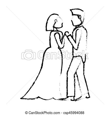 450x470 Couple Wedding Love Sketch Vector Iillustration Eps 10. - Wedding Couple Sketch