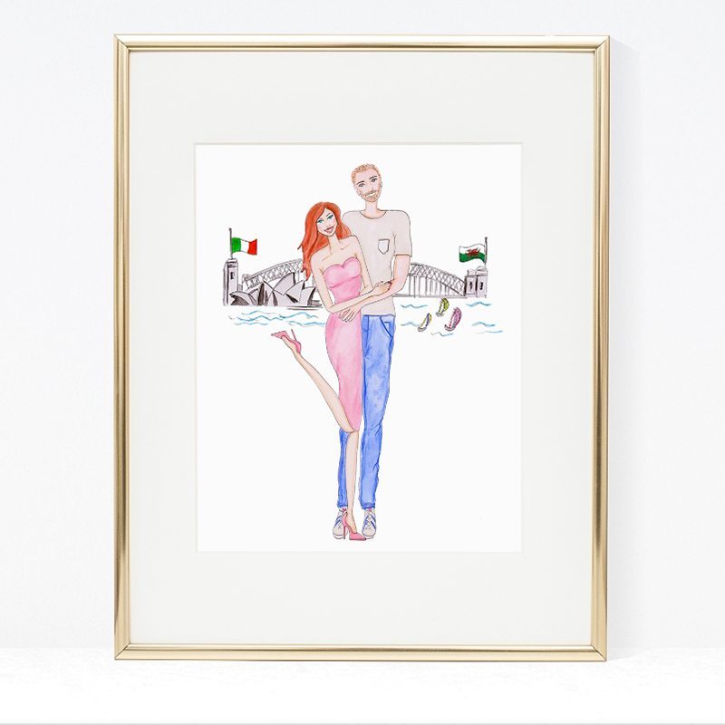 800x800 Custom Couple Sketch Engagement Present, Engagement Gift Ideas - Wedding Couple Sketch