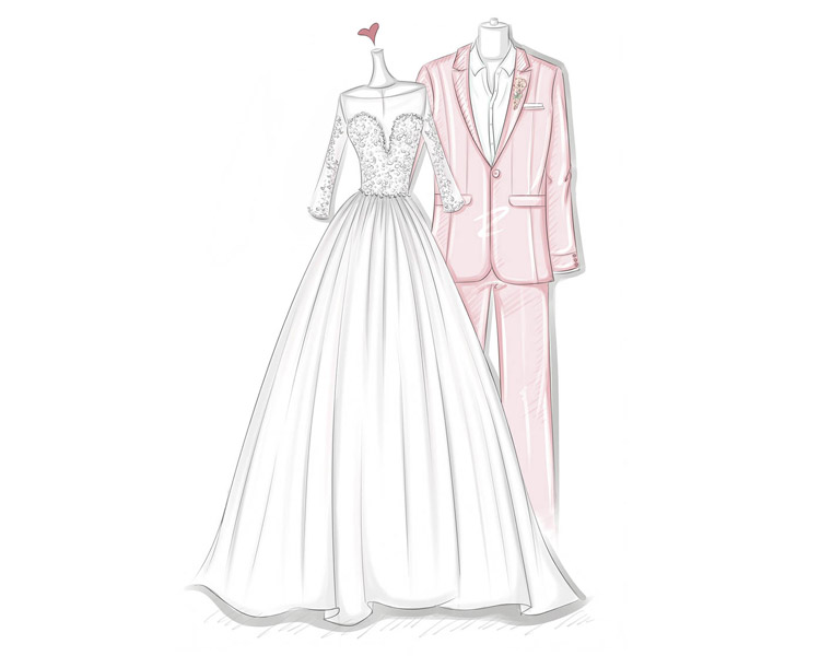750x600 Perfect Wedding Gift For Couple From Friends - Wedding Couple Sketch