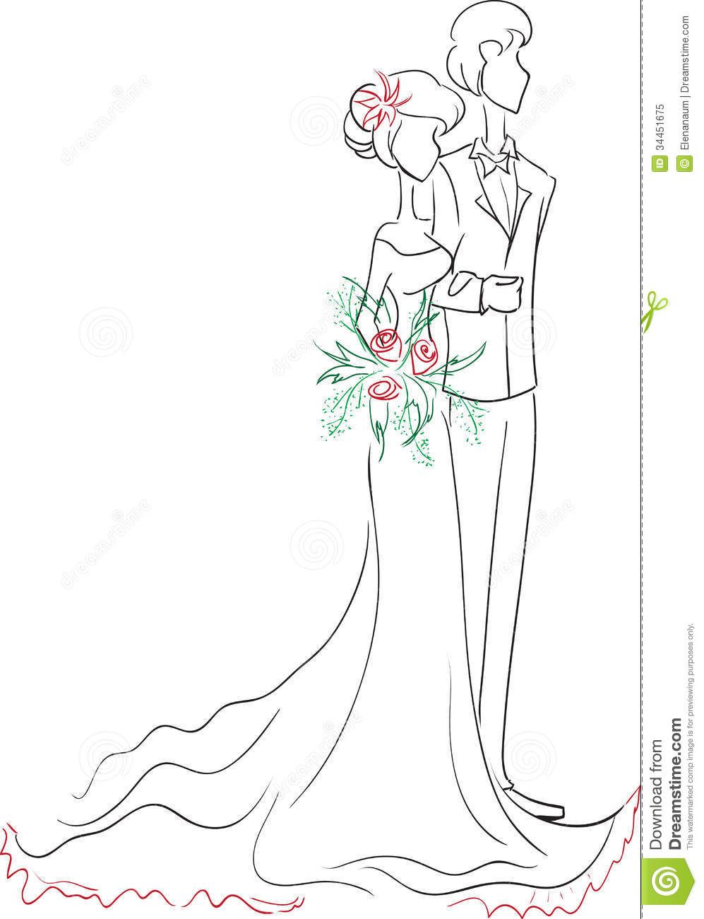 997x1300 Sketch Wedding Couple Royalty Free Stock Photo - Wedding Couple Sketch