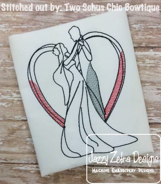 561x640 Wedding Couple Sketch Embroidery Design Jazzy Zebra Designs - Wedding Couple Sketch
