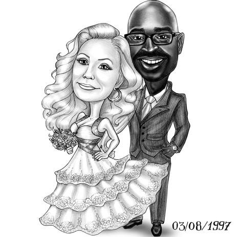 463x463 Wedding Sketch Drawn From Photos As A Memorable Anniversary Gift - Wedding Couple Sketch