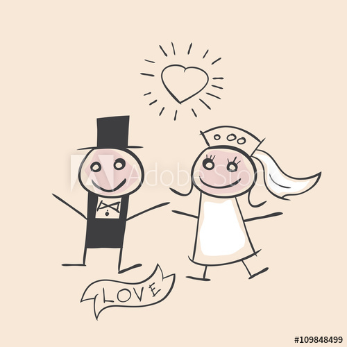 500x500 Wedding Marriage Couple Sketch Doodle Clipart - Wedding Couple Sketch