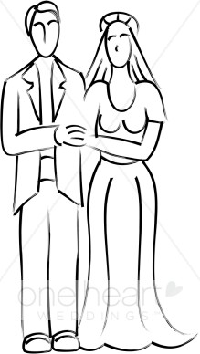 219x388 Bridal Couple Sketch Clipart Couples Clipart - Wedding Couple Sketch