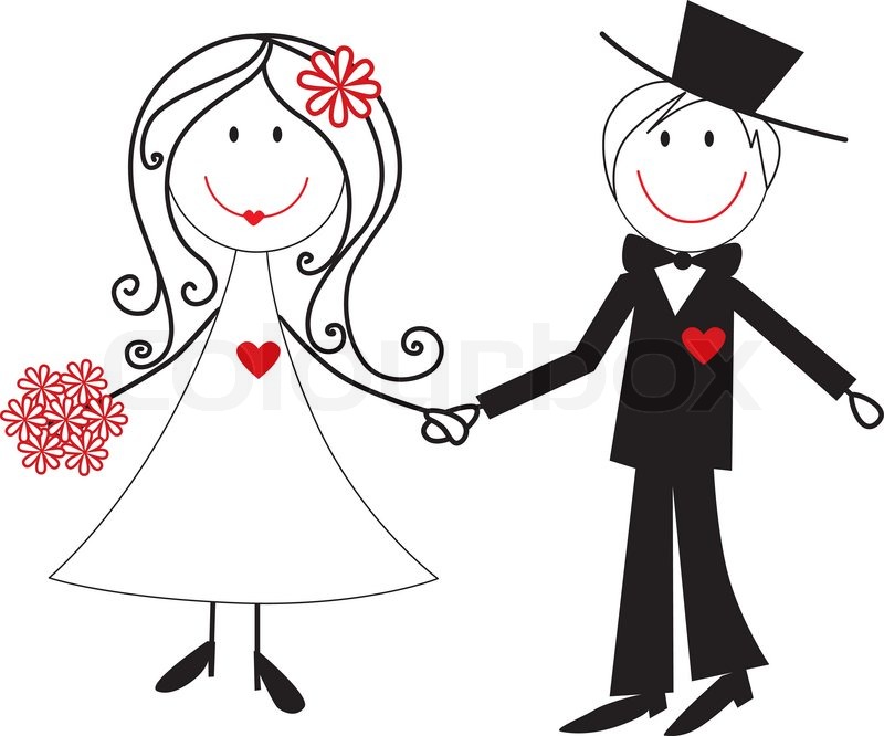 800x666 Cartoon Wedding Couple Illustration Stock Vector Colourbox - Wedding Couple Sketch