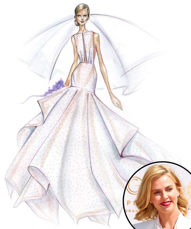 634x760 Designers Sketch Their Dream Wedding Dresses For Celeb Brides To - Wedding Dress Sketches