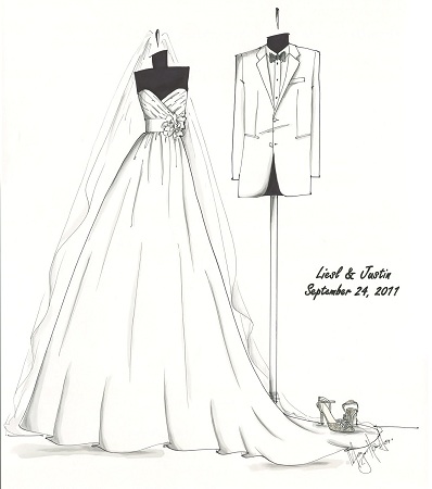 398x450 Ever Considered A Custom Sketch Of Your Wedding Gown - Wedding Dress Sketches