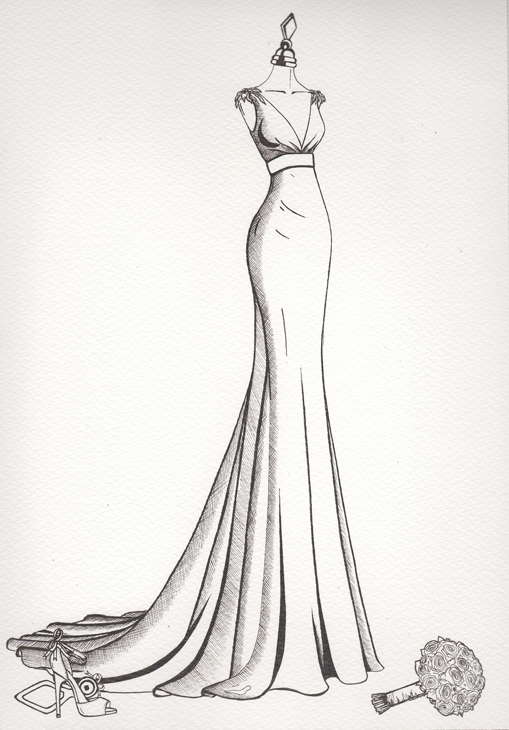 Wedding Dress Sketches Designs at PaintingValley.com | Explore ...