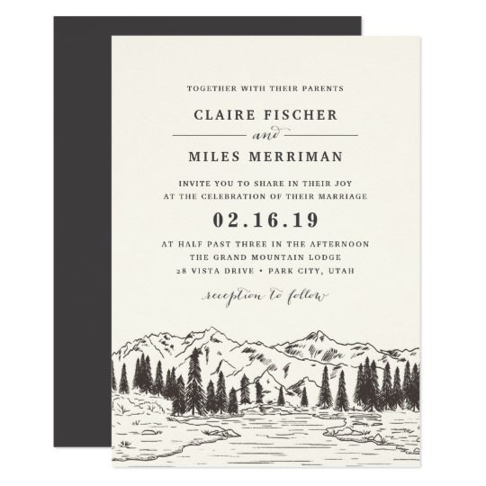 540x540 Mountain Sketch Wedding Invitation - Wedding Invitation Sketch